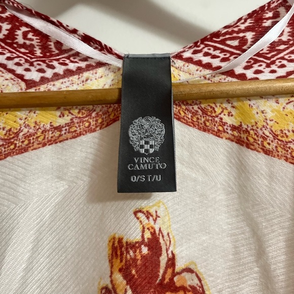 Vince Camuto Tropical Blooms Floral Kimono with Red and Cream OS - Picture 4 of 7